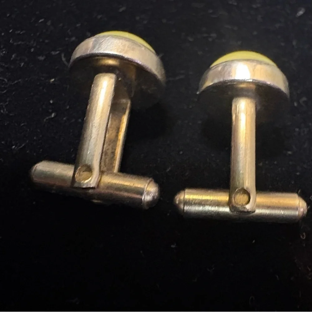 Vintage Anson Sun Yellow Gold Tone Cuff Links Cufflinks